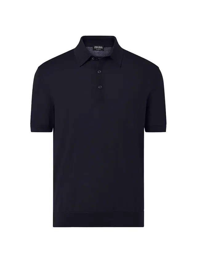 ZEGNA Men's 15milmil15 Wool Polo Shirt - Navy Blue