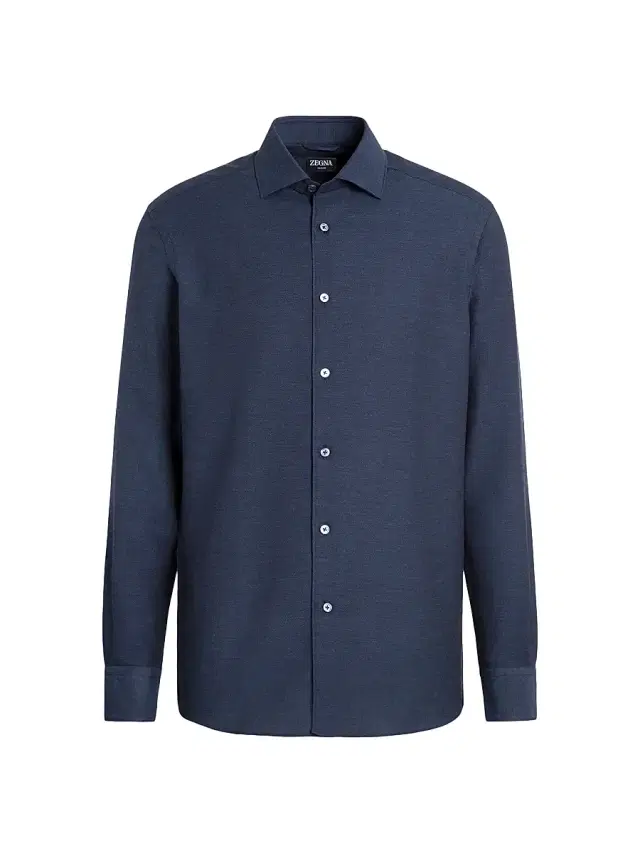 ZEGNA Men's Cashco Shirt - Navy Blue