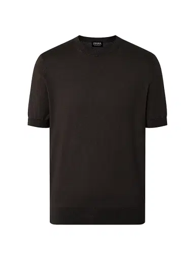 ZEGNA Men's Premium Cotton T-Shirt - Dark Brown | Thumbnail 1 ZEGNA Men's Premium Cotton T-Shirt - Dark Brown | Thumbnail 1