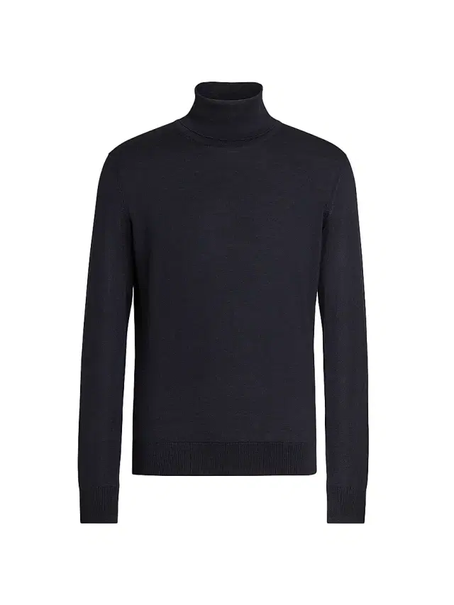 ZEGNA Men's Cashseta Turtleneck Sweater - Navy Blue Melange