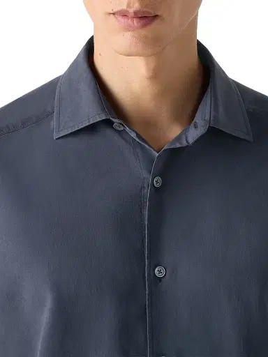 Zegna Men's Silk Button-Front Shirt - Dark Indigo Blue - Size XL | Thumbnail 4