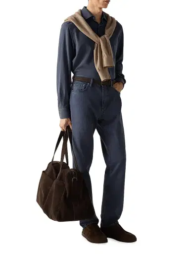 Zegna Men's Silk Button-Front Shirt - Dark Indigo Blue - Size XL | Thumbnail 5