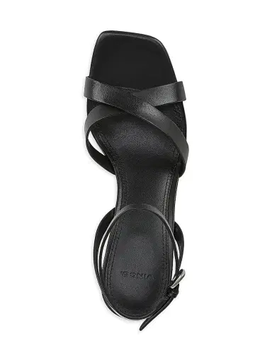 Vince Women's Parma 75MM Crisscross Leather Wedge Sandals - Black - Size 11 | Thumbnail 4