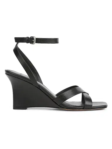 Vince Women's Parma 75MM Crisscross Leather Wedge Sandals - Black - Size 11 | Thumbnail 1