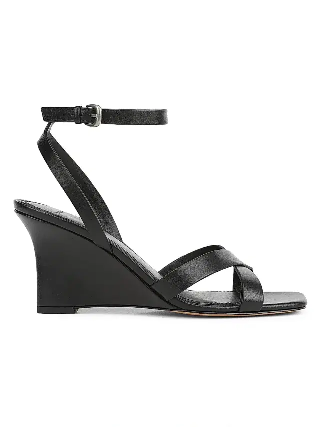 Vince Women's Parma 75MM Crisscross Leather Wedge Sandals - Black