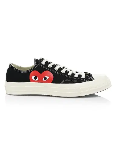 Comme des Garçons PLAY CdG PLAY x Converse Men's Chuck Taylor All Star One Heart Low-Top Sneakers - Black - Size 8 | Thumbnail 1 Comme des Garçons PLAY CdG PLAY x Converse Men's Chuck Taylor All Star One Heart Low-Top Sneakers - Black - Size 8 | Thumbnail 1