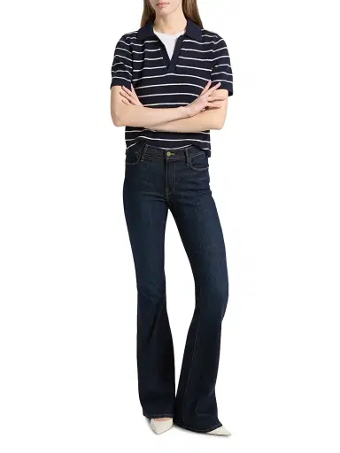 Frame Women's Striped Cotton Polo Shirt | Thumbnail 2 Frame Women's Striped Cotton Polo Shirt | Thumbnail 2
