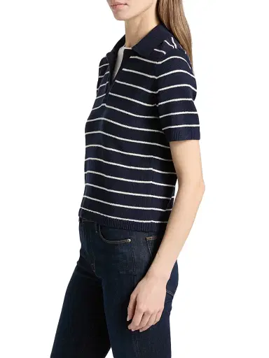 Frame Women's Striped Cotton Polo Shirt | Thumbnail 4 Frame Women's Striped Cotton Polo Shirt | Thumbnail 4