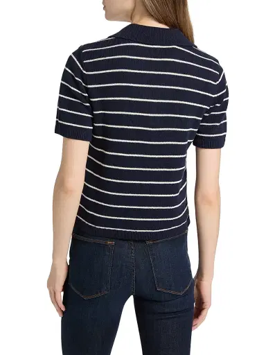 Frame Women's Striped Cotton Polo Shirt | Thumbnail 5 Frame Women's Striped Cotton Polo Shirt | Thumbnail 5