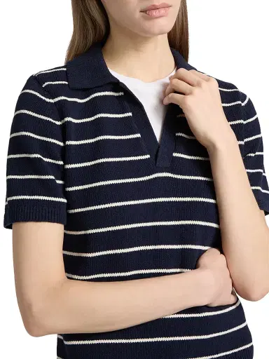 Frame Women's Striped Cotton Polo Shirt | Thumbnail 6 Frame Women's Striped Cotton Polo Shirt | Thumbnail 6