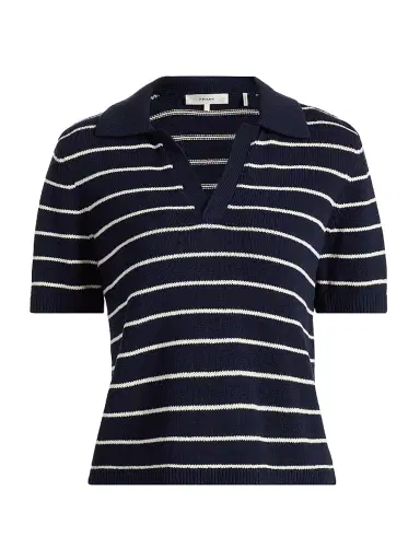 Frame Women's Striped Cotton Polo Shirt | Thumbnail 1 Frame Women's Striped Cotton Polo Shirt | Thumbnail 1