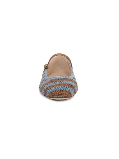 Veronica Beard Women's Ellie Striped Crochet Leather Mary Janes - Blue Steel - Size 10 | Thumbnail 5