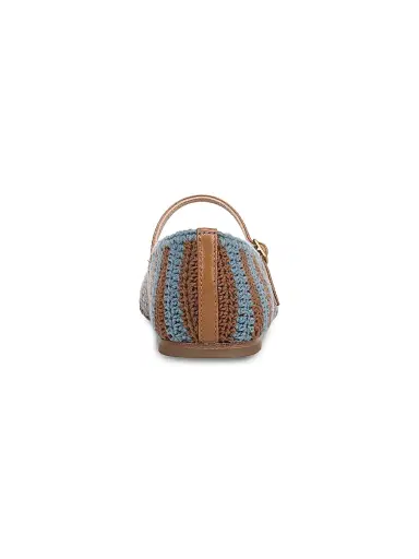 Veronica Beard Women's Ellie Striped Crochet Leather Mary Janes - Blue Steel - Size 10 | Thumbnail 6