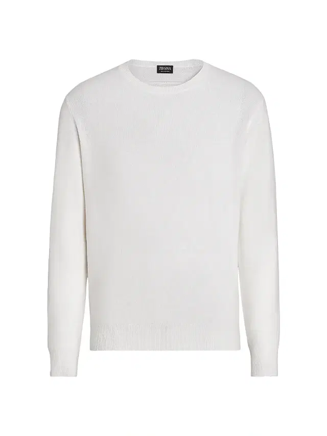 ZEGNA Men's Oasi Cashmere Crewneck T-Shirt - White Melange