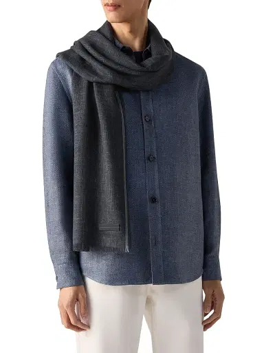 Zegna Men's Cashmere and Linen Scarf | Thumbnail 1 Zegna Men's Cashmere and Linen Scarf | Thumbnail 1