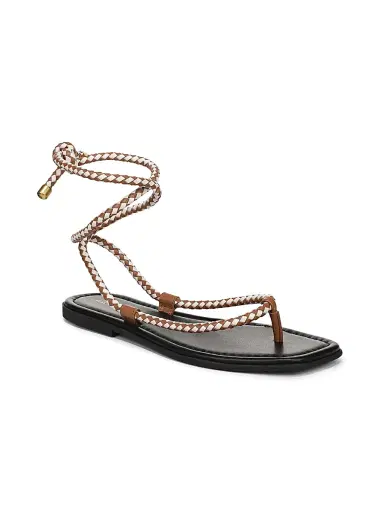 Veronica Beard Women's Carmina Woven Cord Ankle-Wrap Sandals - Hazelwood Ecru - Size 8 | Thumbnail 2 Veronica Beard Women's Carmina Woven Cord Ankle-Wrap Sandals - Hazelwood Ecru - Size 8 | Thumbnail 2