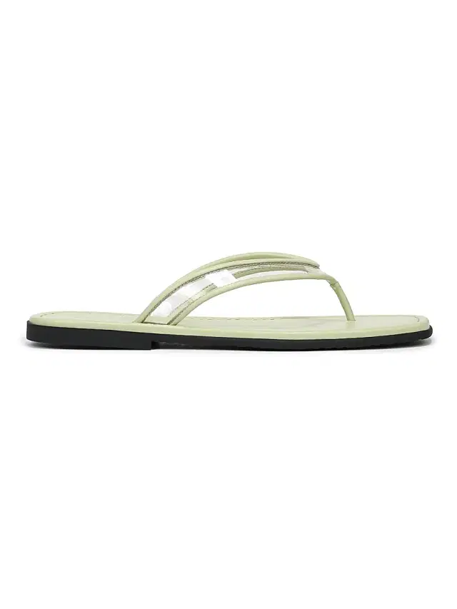 Veronica Beard Women's Clea Leather Flat Sandals - Clear Pistachio Green
