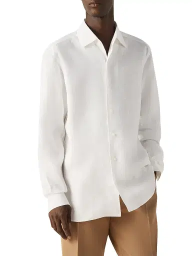 Zegna Men's Oasi Lino Shirt - White - Size XXXL | Thumbnail 2 Zegna Men's Oasi Lino Shirt - White - Size XXXL | Thumbnail 2