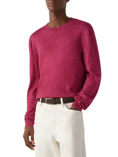 Zegna Men's Silk Cashmere and Linen Crewneck Sweater | Thumbnail 2 Zegna Men's Silk Cashmere and Linen Crewneck Sweater | Thumbnail 2