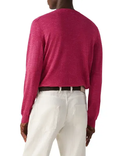 Zegna Men's Silk Cashmere and Linen Crewneck Sweater | Thumbnail 3 Zegna Men's Silk Cashmere and Linen Crewneck Sweater | Thumbnail 3