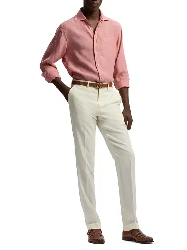Ralph Lauren Purple Label Men's Linen Chambray Shirt - Raspberry | Thumbnail 2 Ralph Lauren Purple Label Men's Linen Chambray Shirt - Raspberry | Thumbnail 2