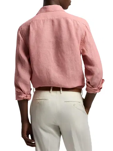 Ralph Lauren Purple Label Men's Linen Chambray Shirt - Raspberry | Thumbnail 5 Ralph Lauren Purple Label Men's Linen Chambray Shirt - Raspberry | Thumbnail 5