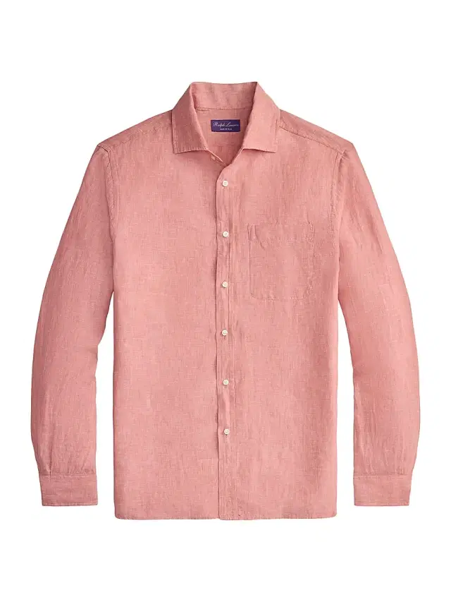 Men's Linen Chambray Shirt - Raspberry Men's Linen Chambray Shirt - Raspberry