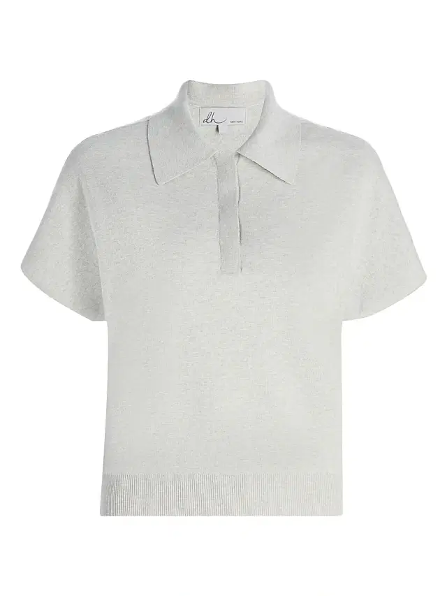 Women's Dasha Cotton-Cashmere Polo Top - Pale Heather