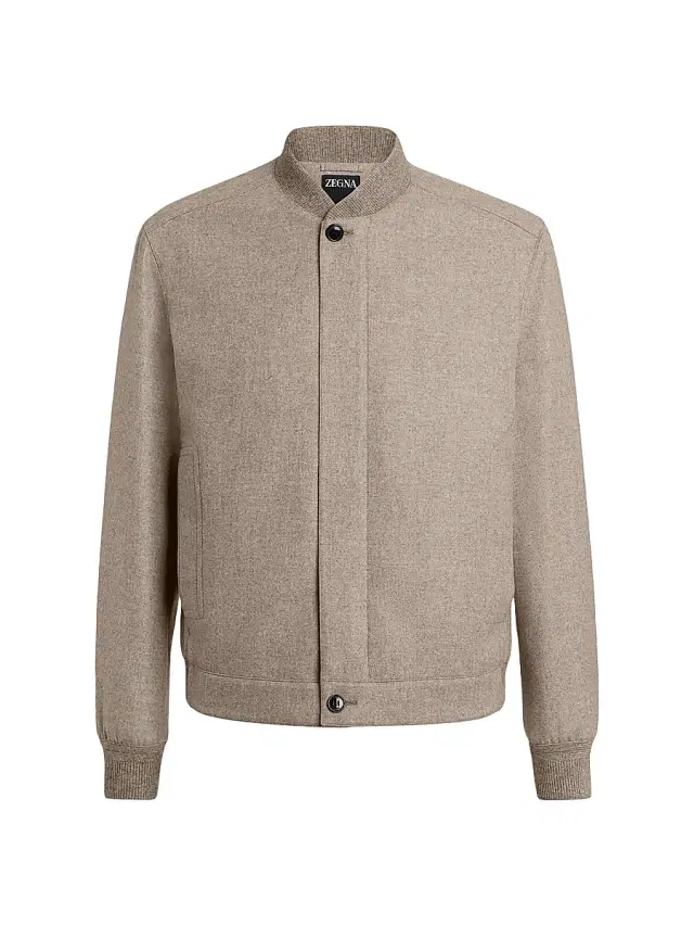 ZEGNA Men's Oasi Cashmere Elements Blouson Jacket - Light Taupe