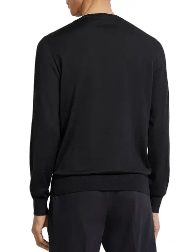 Zegna Men's Cashseta Crewneck - Black - Size 50 | Thumbnail 3