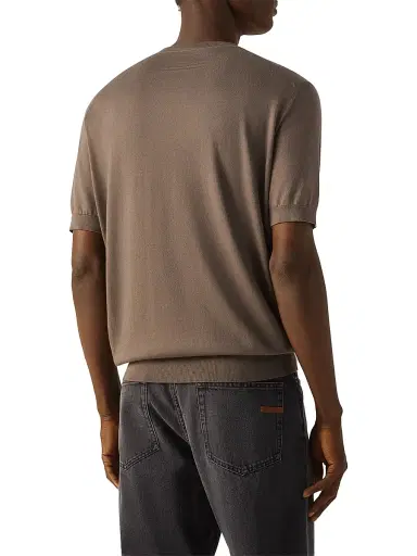 Zegna Men's Premium Cotton T-Shirt - Dark Taupe - Size 46 | Thumbnail 3 Zegna Men's Premium Cotton T-Shirt - Dark Taupe - Size 46 | Thumbnail 3