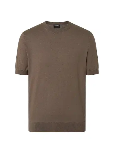 Zegna Men's Premium Cotton T-Shirt - Dark Taupe - Size 46 | Thumbnail 1 Zegna Men's Premium Cotton T-Shirt - Dark Taupe - Size 46 | Thumbnail 1