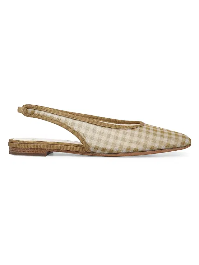 Vince Women's Daphne Gingham Mesh Slingback Flats - Desert Sand