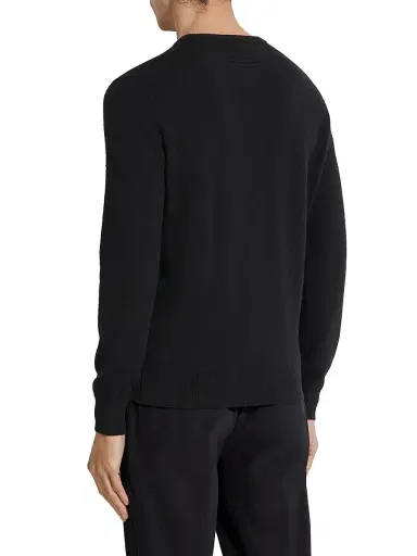 ZEGNA Men's Oasi Cashmere Crewneck T-Shirt - Black | Thumbnail 3 ZEGNA Men's Oasi Cashmere Crewneck T-Shirt - Black | Thumbnail 3