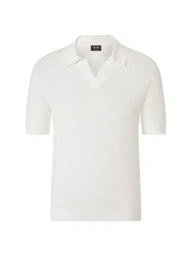 Zegna Men's Premium Cotton Polo Shirt - White | Thumbnail 1 Zegna Men's Premium Cotton Polo Shirt - White | Thumbnail 1