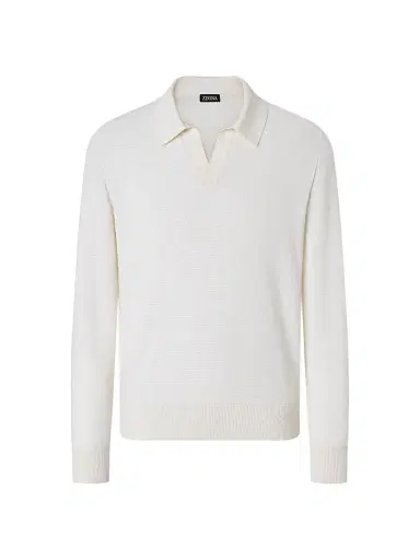 Zegna Men's Cashmere-Silk Polo Shirt | Thumbnail 1