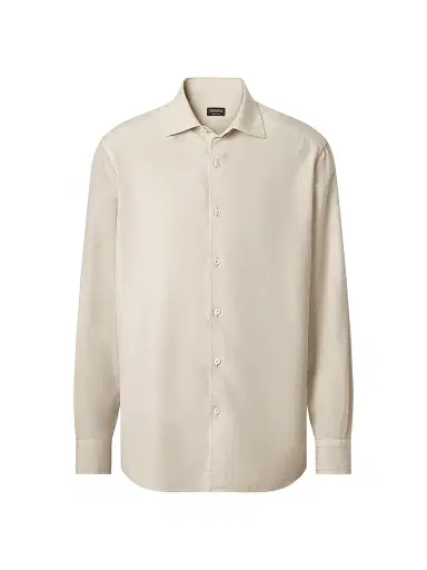 Zegna Men's Silk Button-Front Shirt - Ivory - Size XL | Thumbnail 1 Zegna Men's Silk Button-Front Shirt - Ivory - Size XL | Thumbnail 1