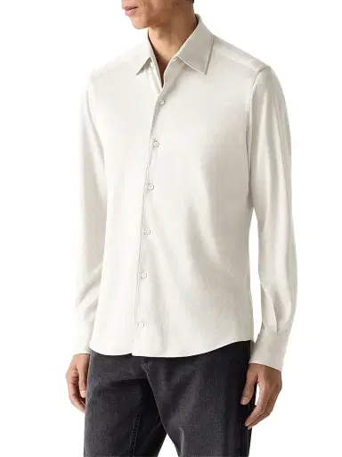 Zegna Men's Silk, Linen and Cotton Shirt - White Melange - Size XXXL | Thumbnail 2
