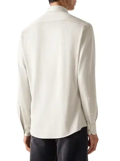 Zegna Men's Silk, Linen and Cotton Shirt - White Melange - Size XXXL | Thumbnail 3