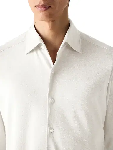 Zegna Men's Silk, Linen and Cotton Shirt - White Melange - Size XXXL | Thumbnail 4