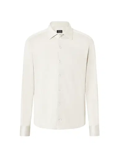 Zegna Men's Silk, Linen and Cotton Shirt - White Melange - Size XXXL | Thumbnail 1