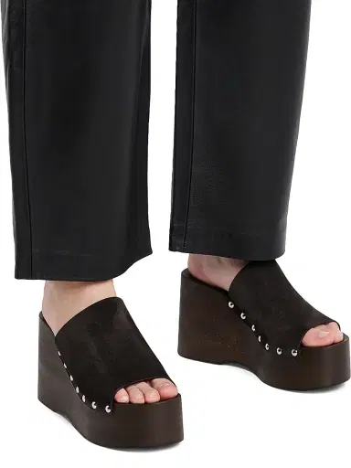 Stuart Weitzman Women's Kate 100MM Studded Suede Clogs - Shadow - Size 9.5 | Thumbnail 2