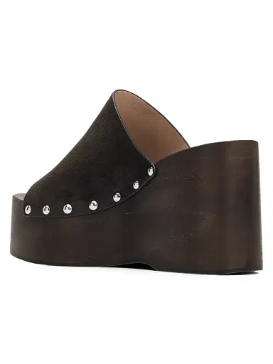 Stuart Weitzman Women's Kate 100MM Studded Suede Clogs - Shadow - Size 9.5 | Thumbnail 4