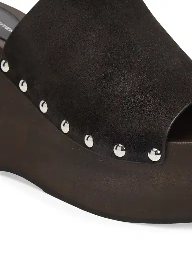 Stuart Weitzman Women's Kate 100MM Studded Suede Clogs - Shadow - Size 9.5 | Thumbnail 6