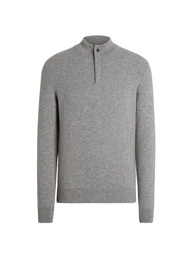 ZEGNA Men's Oasi Cashmere Sweater - Grey Melange