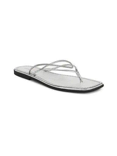 Veronica Beard Women's Clea Leather Flat Sandals - Clear Silver - Size 12 | Thumbnail 2 Veronica Beard Women's Clea Leather Flat Sandals - Clear Silver - Size 12 | Thumbnail 2