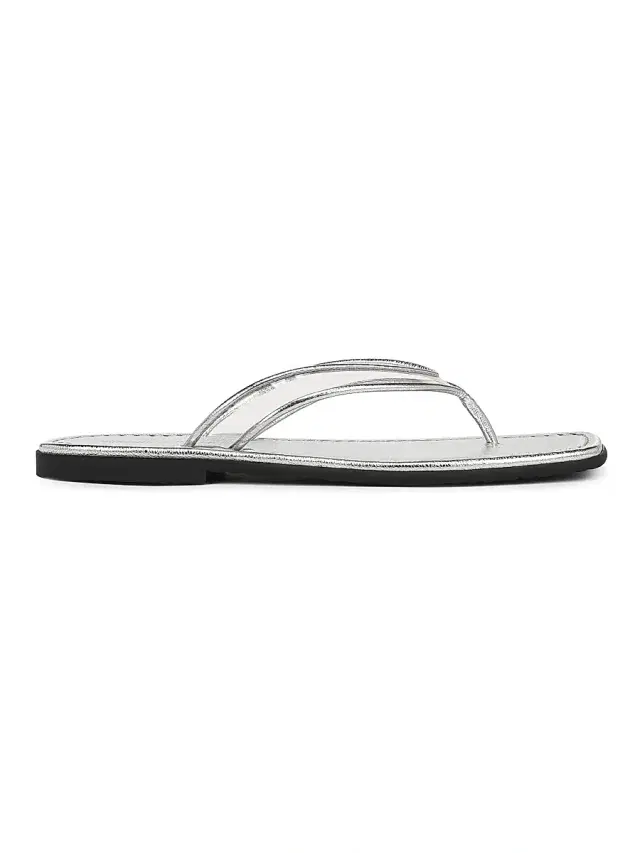 Veronica Beard Women's Clea Leather Flat Sandals - Clear Silver
