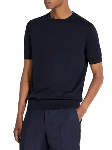 Zegna Men's Cotton Crewneck T-Shirt - Navy Blue - Size 50 | Thumbnail 2 Zegna Men's Cotton Crewneck T-Shirt - Navy Blue - Size 50 | Thumbnail 2