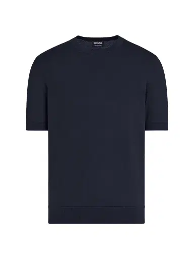 Zegna Men's Cotton Crewneck T-Shirt - Navy Blue - Size 50 | Thumbnail 1 Zegna Men's Cotton Crewneck T-Shirt - Navy Blue - Size 50 | Thumbnail 1
