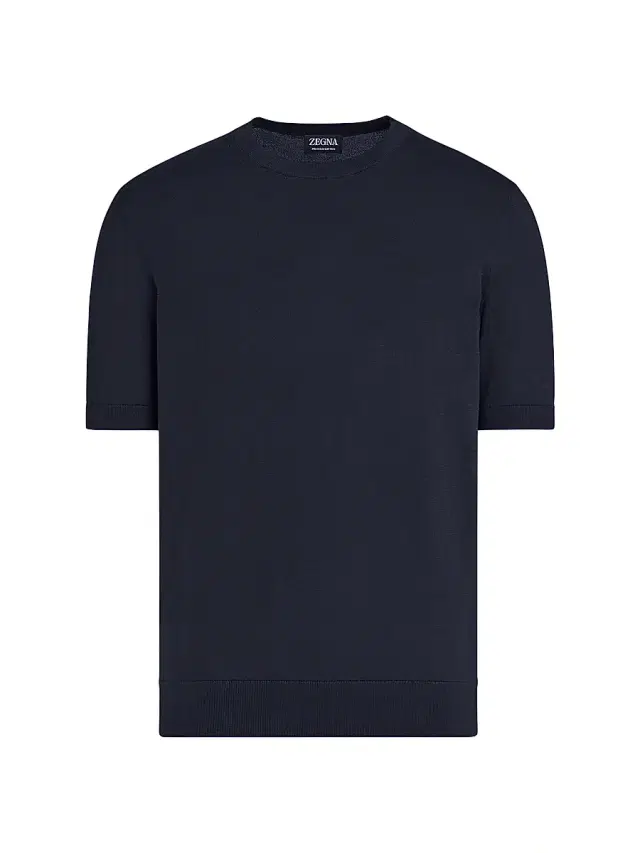 ZEGNA Men's Cotton Crewneck T-Shirt - Navy Blue